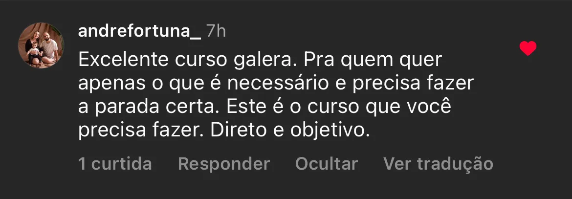 Depoimento de aluno