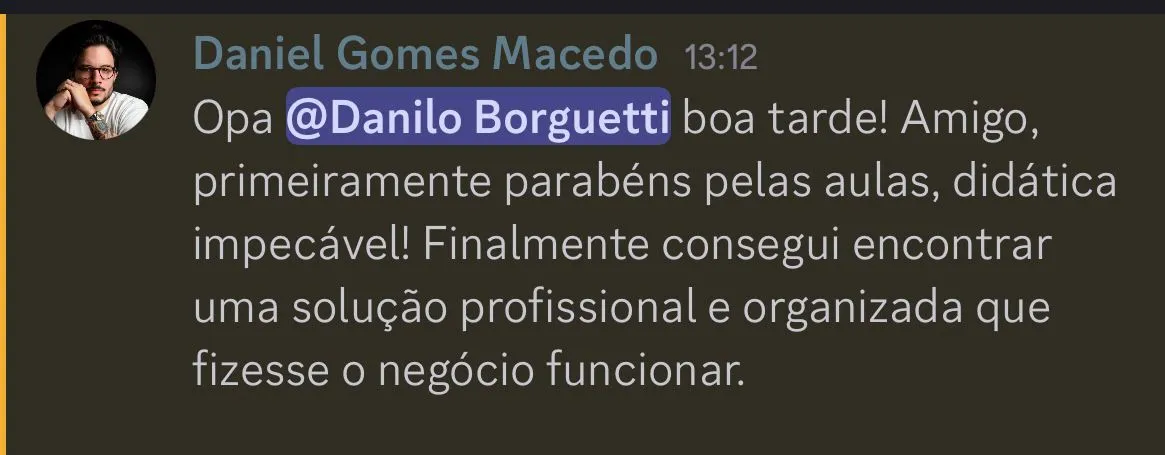 Depoimento de aluno