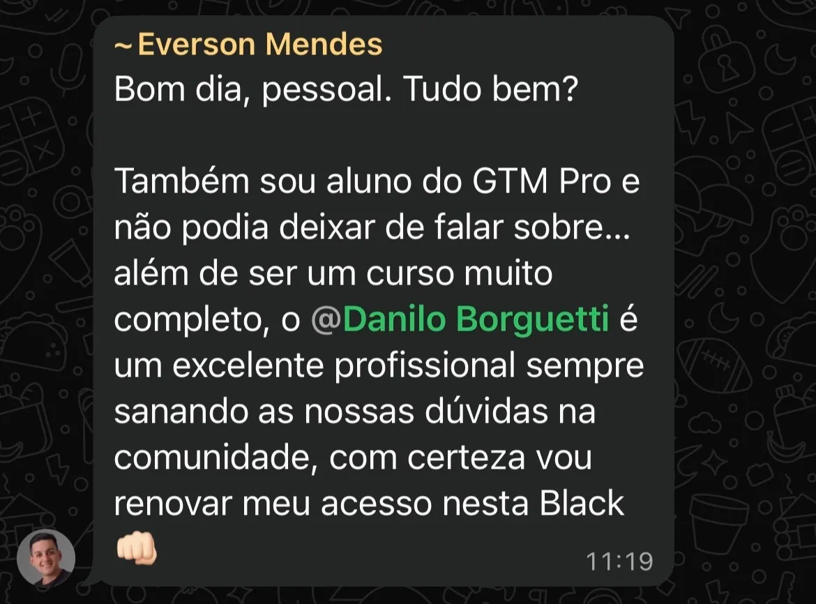 Depoimento de aluno