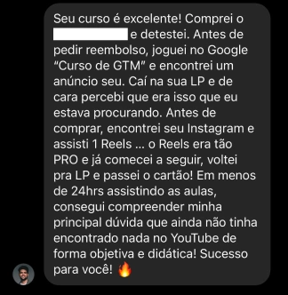 Depoimento de aluno