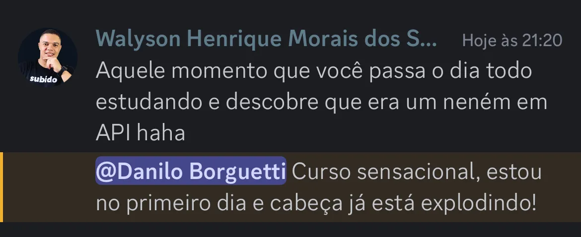 Depoimento de aluno